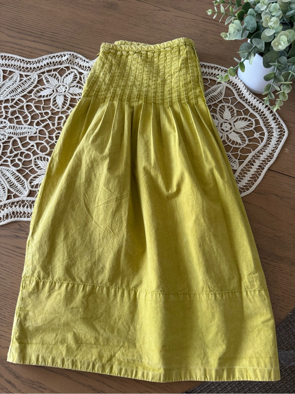 Free People Yellow Cotton Pintuck Pleated Mini Skirt Boho Size 10
